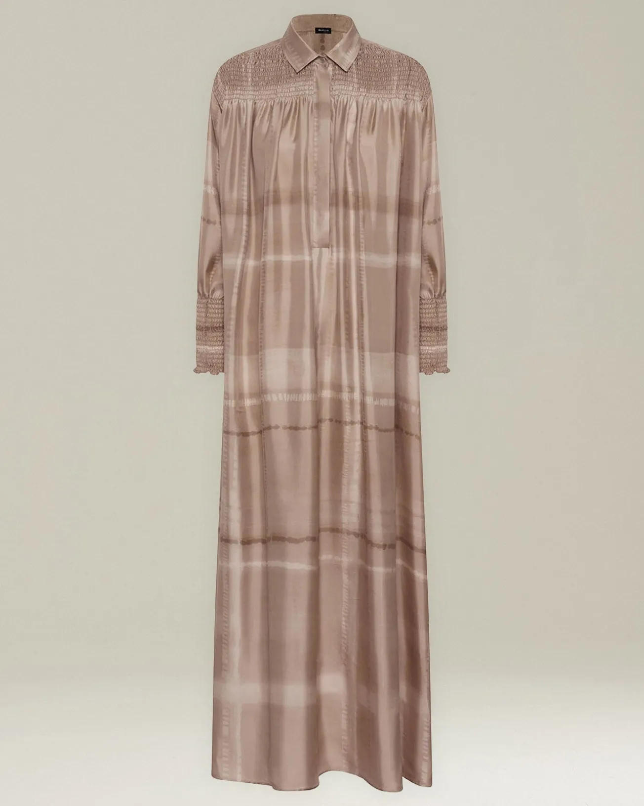 Abito chemisier in cady di seta stampata beige