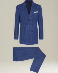 Abito doppiopetto gessato in cashmere e lino