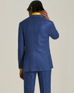 Abito doppiopetto gessato in cashmere e lino