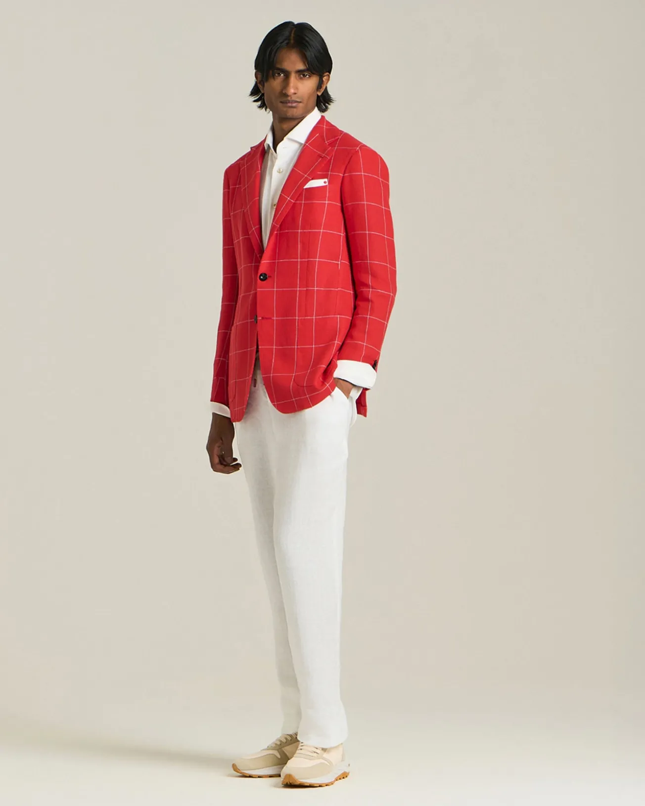 Blazer A Quadri In Cashmere Blend