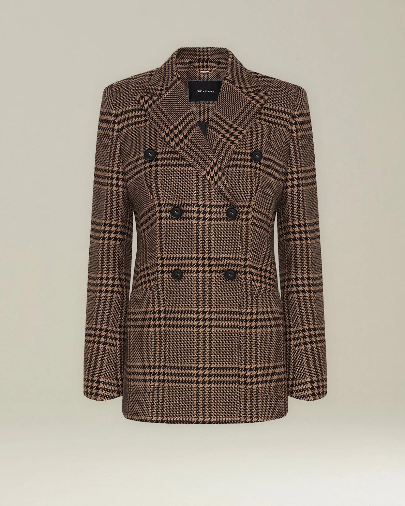 Blazer Doppiopetto donna Principe di Galles in seta e cashmere