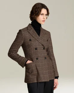 Blazer Doppiopetto donna Principe di Galles in seta e cashmere