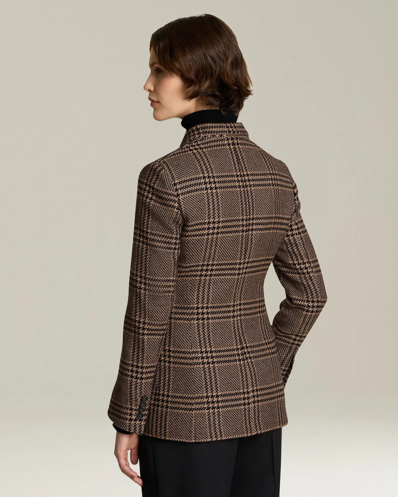 Blazer Doppiopetto donna Principe di Galles in seta e cashmere