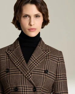 Blazer Doppiopetto donna Principe di Galles in seta e cashmere