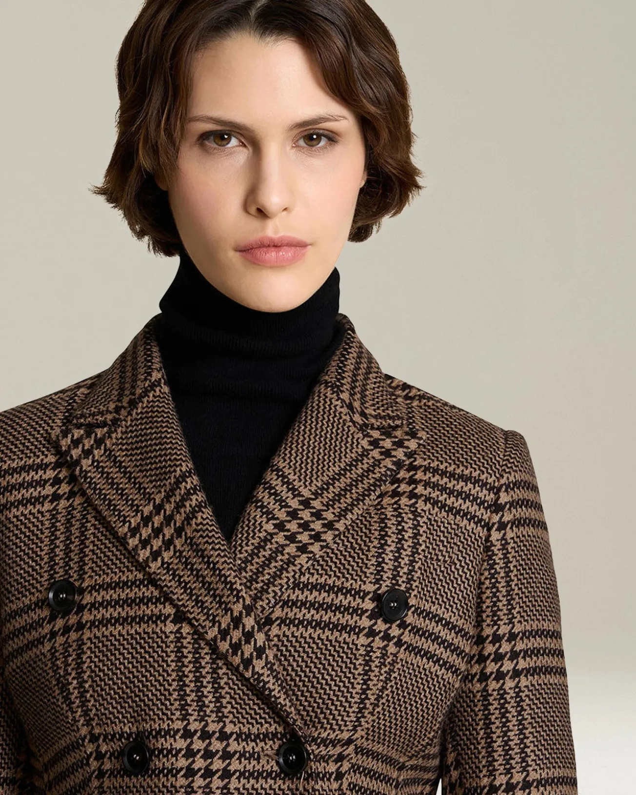 Blazer Doppiopetto donna Principe di Galles in seta e cashmere