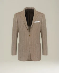 BLAZER IN MISTO CASHMERE CON MOTIVO A SPINA DI PESCE