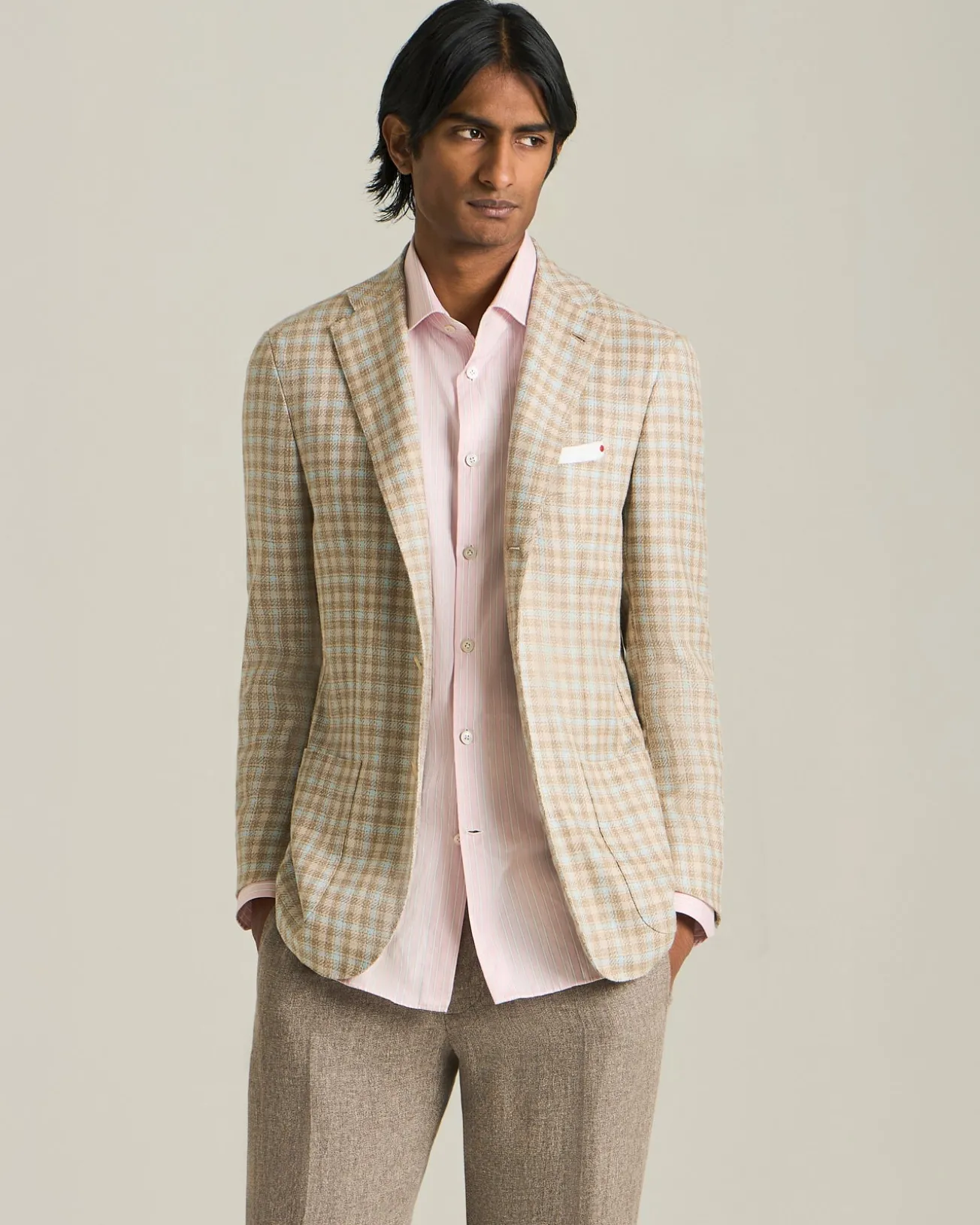 BLAZER IN MISTO CASHMERE CON MICRO-CHECK