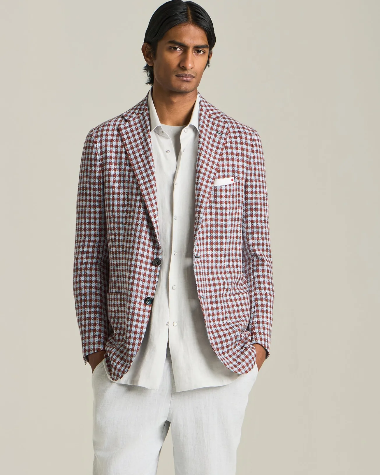 BLAZER IN MISTO CASHMERE CON MICRO-CHECK