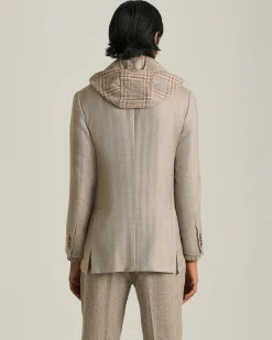 BLAZER IN MISTO CASHMERE CON MOTIVO A SPINA DI PESCE