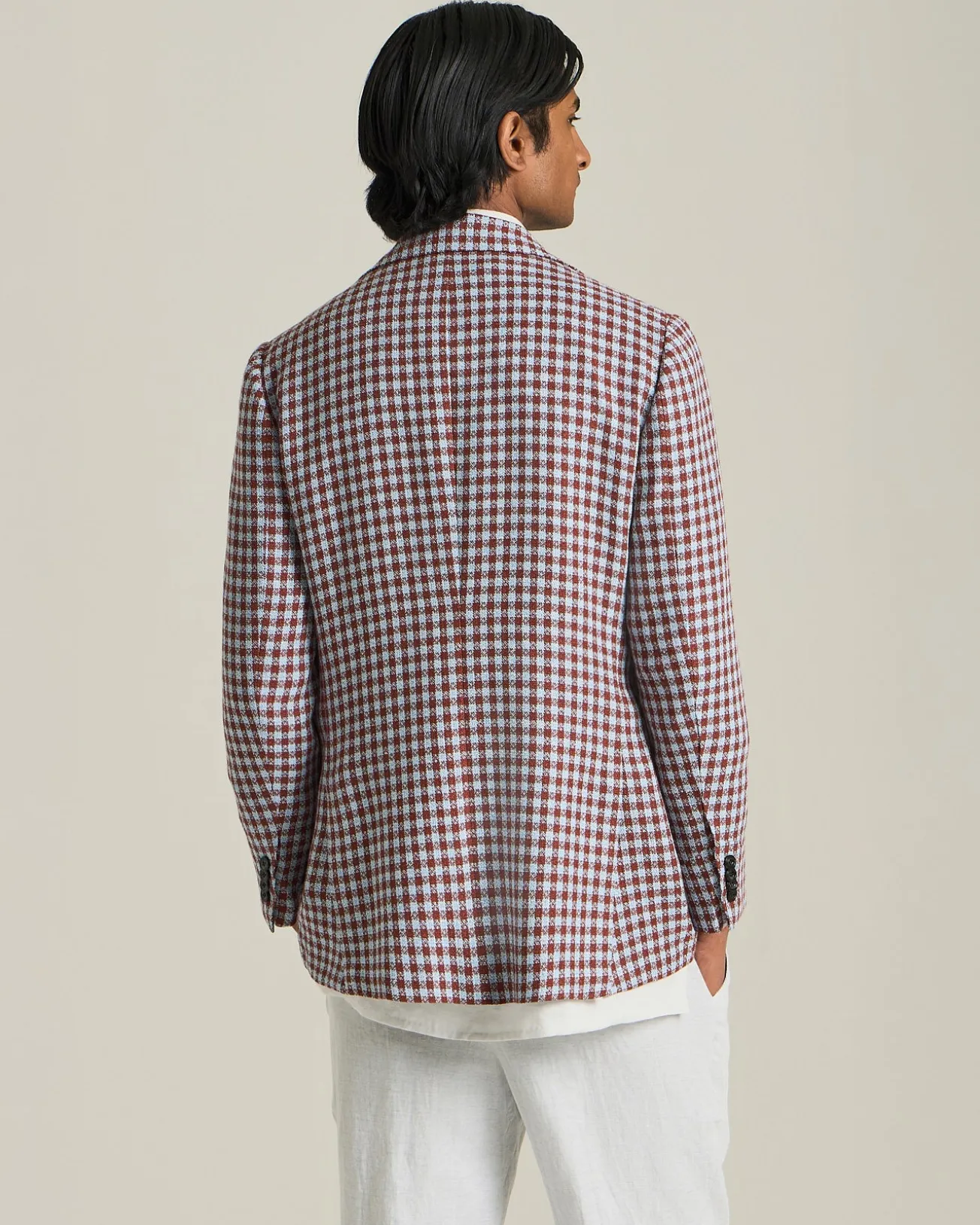 BLAZER IN MISTO CASHMERE CON MICRO-CHECK