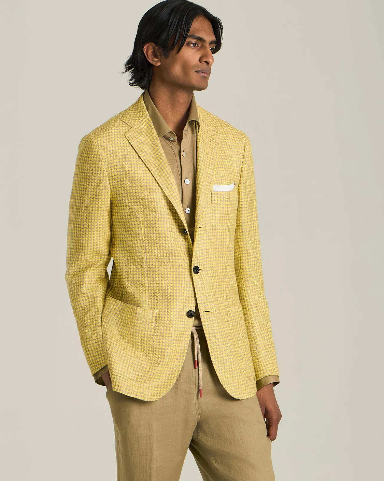Blazer pied de poule in cashmere blend