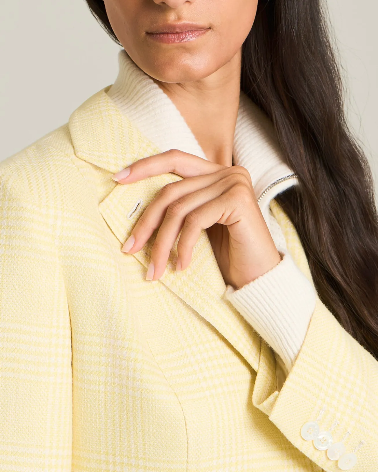 Blazer Principe di Galles giallo in blend di seta