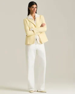 Blazer Principe di Galles giallo in blend di seta