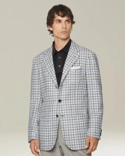 Blazer sartoriale uomo Principe di Galles cashmere blend