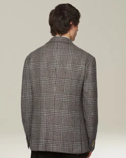Blazer uomo Principe di Galles grigio in Cashmere Blend