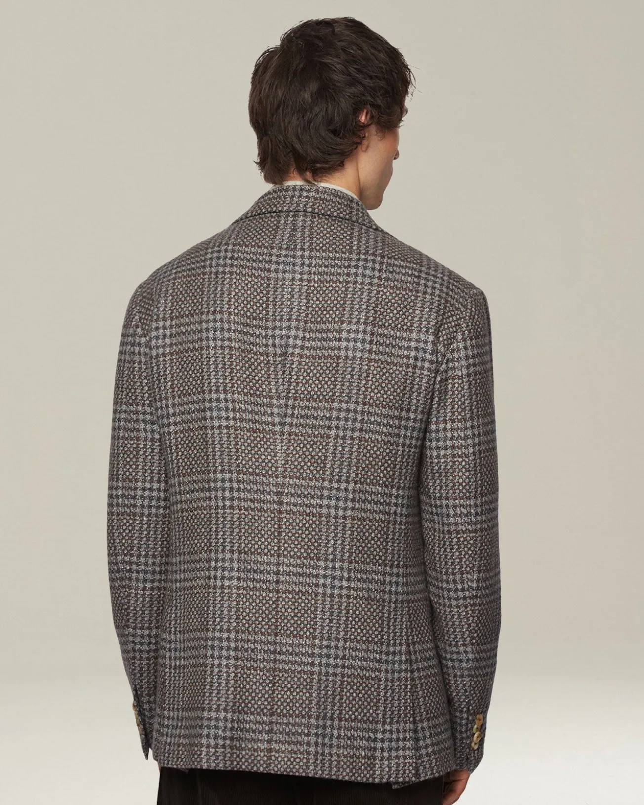 Blazer uomo Principe di Galles grigio in Cashmere Blend