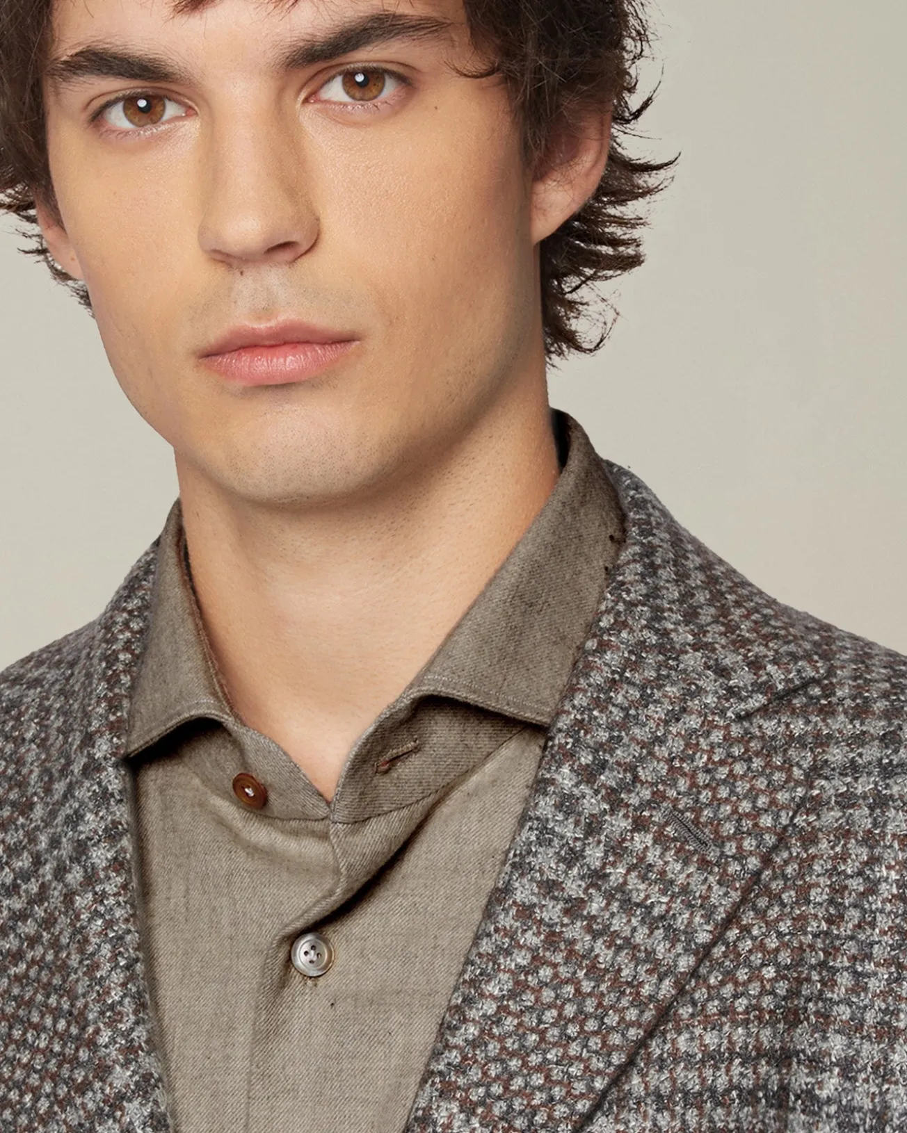 Blazer uomo Principe di Galles grigio in Cashmere Blend