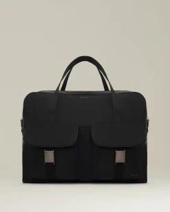 Borsa da lavoro in pelle e tessuto tecnico