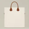 BORSA TOTE IN COTONE E PELLE