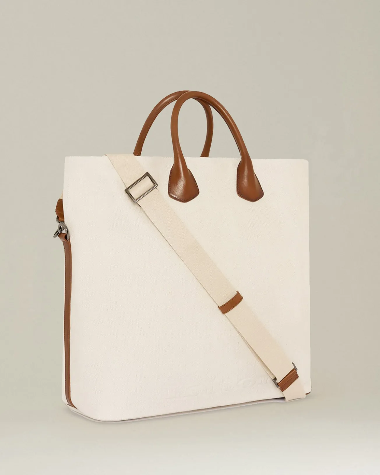 BORSA TOTE IN COTONE E PELLE
