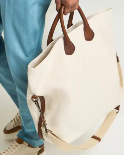 BORSA TOTE IN COTONE E PELLE