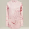 Camicia 100% seta rosa chiara stampata
