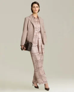 Camicia 100% seta rosa con stampa geometrica