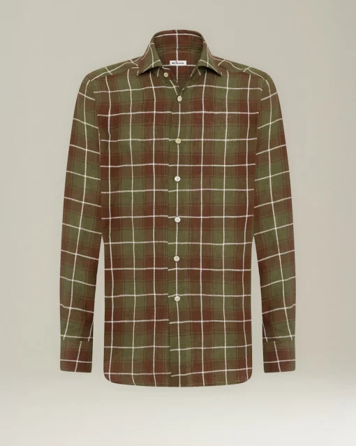 Camicia A Quadri In Lino