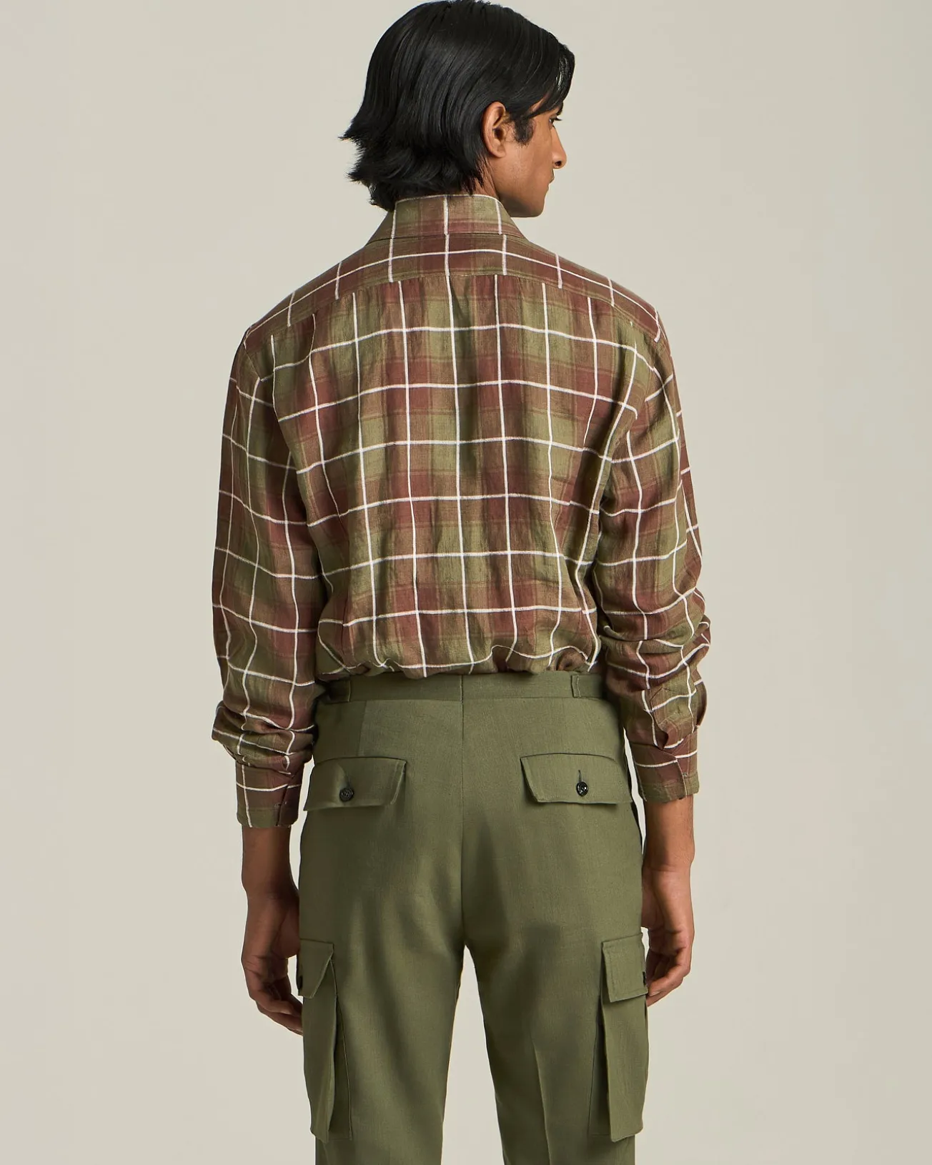 Camicia A Quadri In Lino