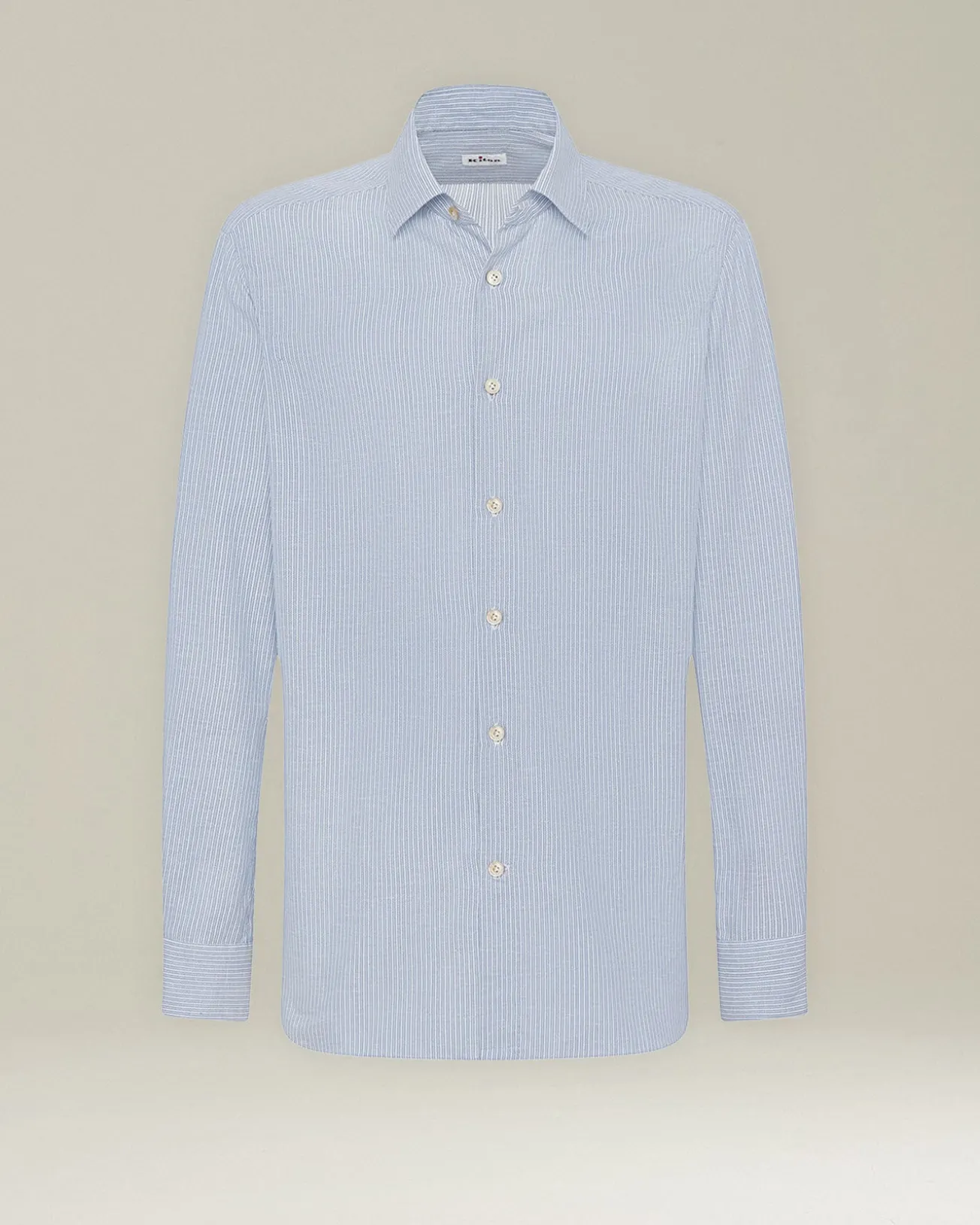 Camicia a righe celeste collo francesce