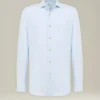 Camicia classica celeste in misto cotone e canapa