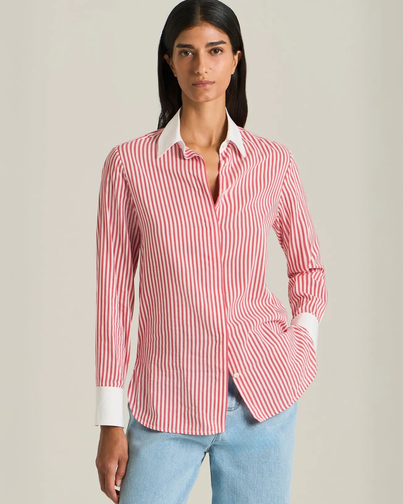 Camicia Donna Righe Cotone e Seta