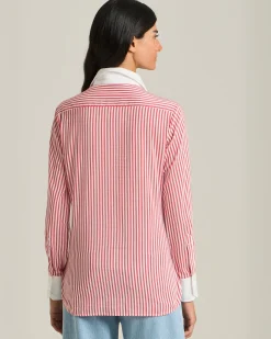 Camicia Donna Righe Cotone e Seta