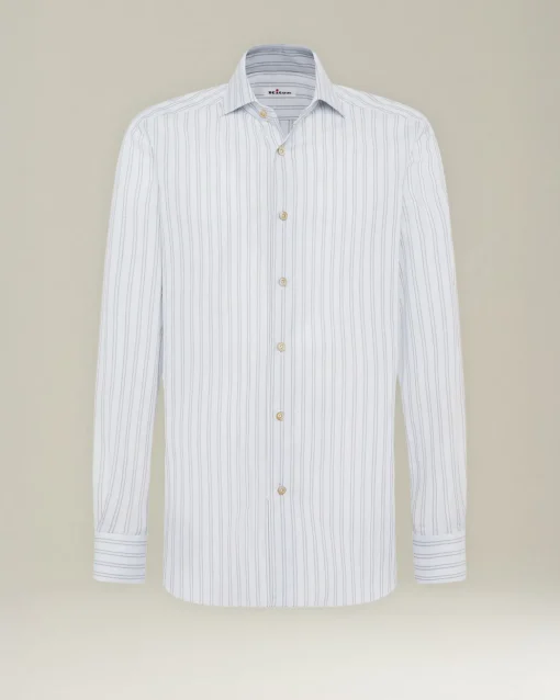 Camicia elegante a righe in cotone e lino