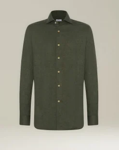Camicia in Flanella Monochrome verde scura