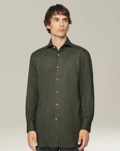 Camicia in Flanella Monochrome verde scura