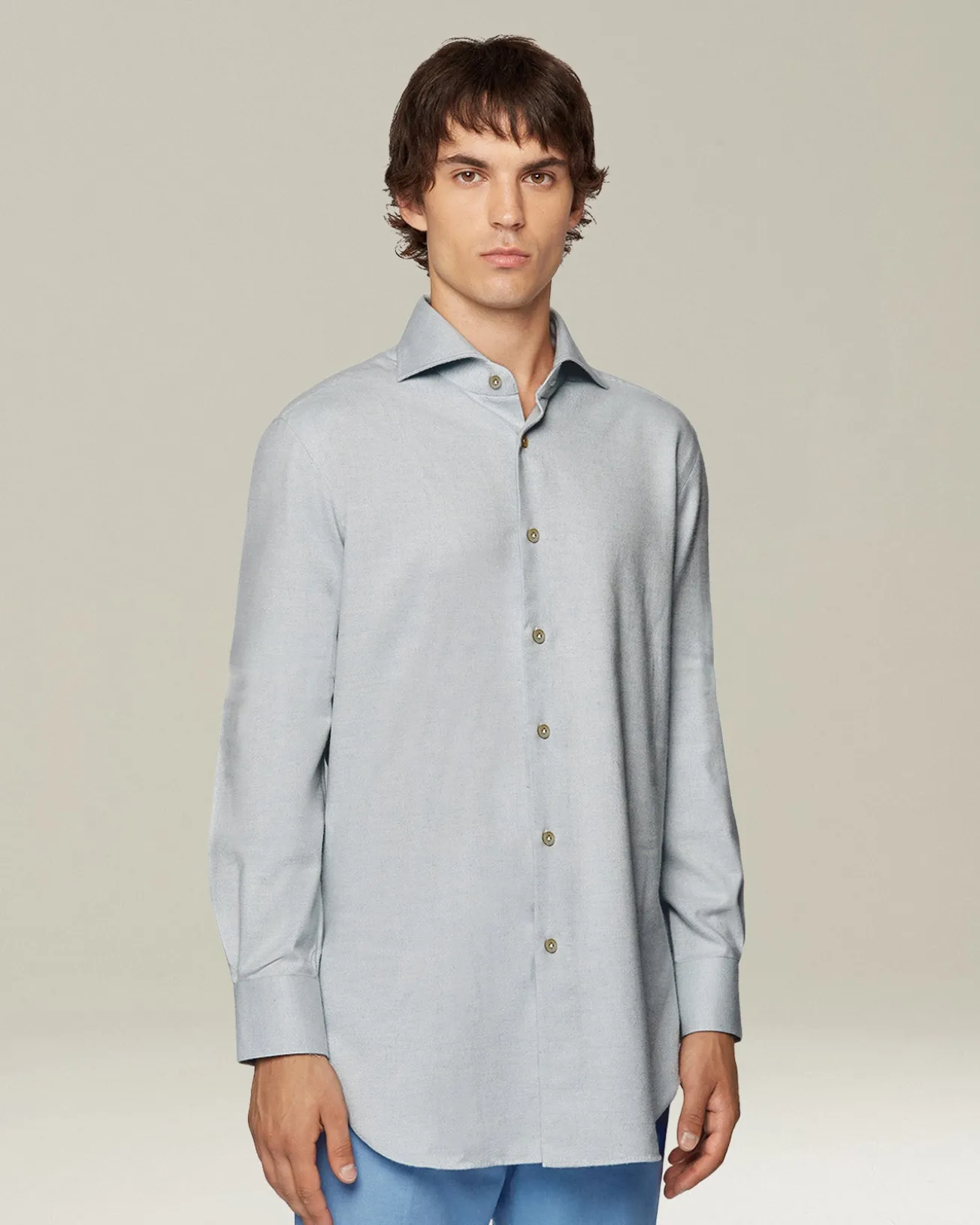Camicia in Flanella Monochrome celeste chiaro