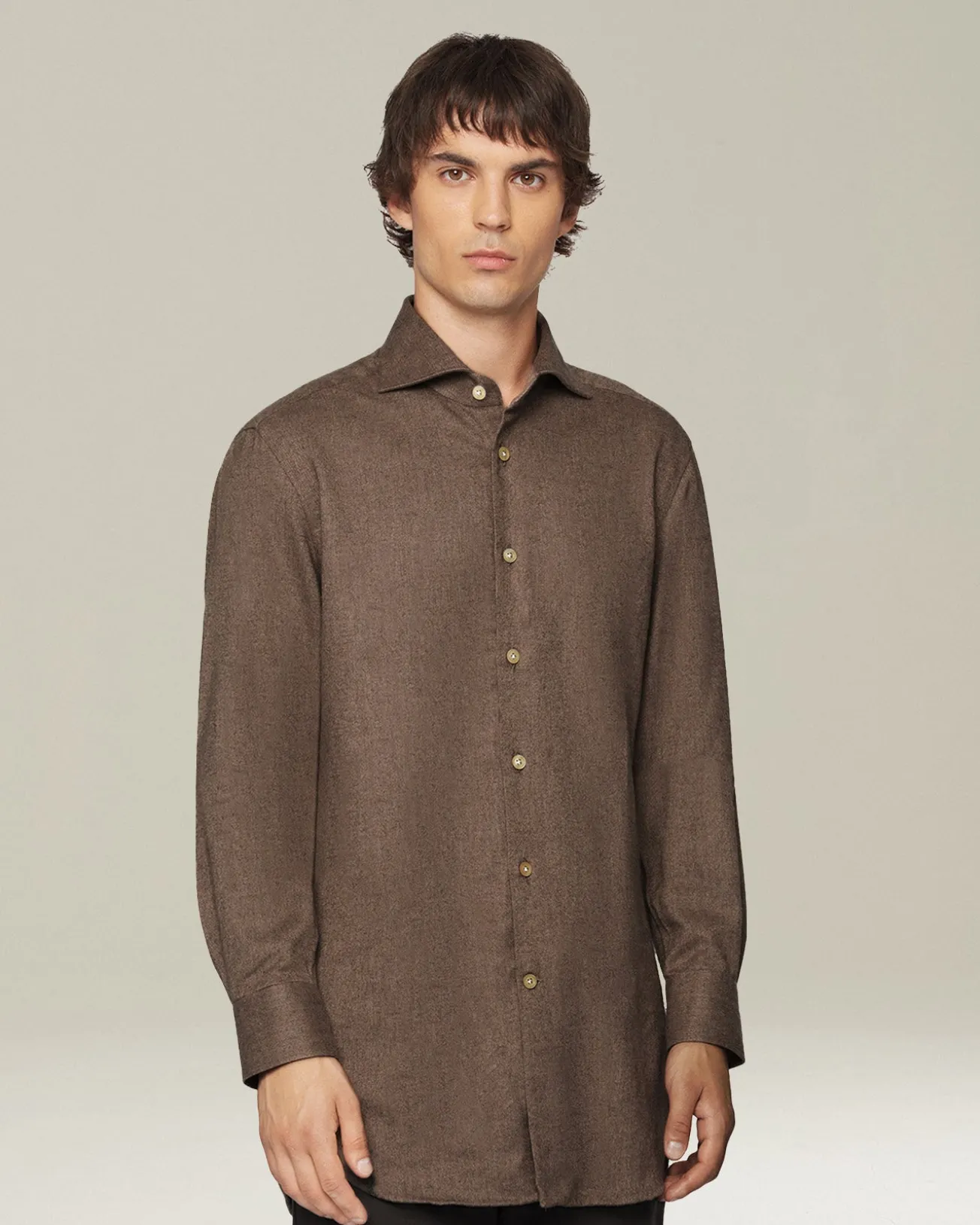 Camicia in Flanella Monochrome marrone