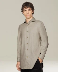 Camicia in Flanella Monochrome color sabbia