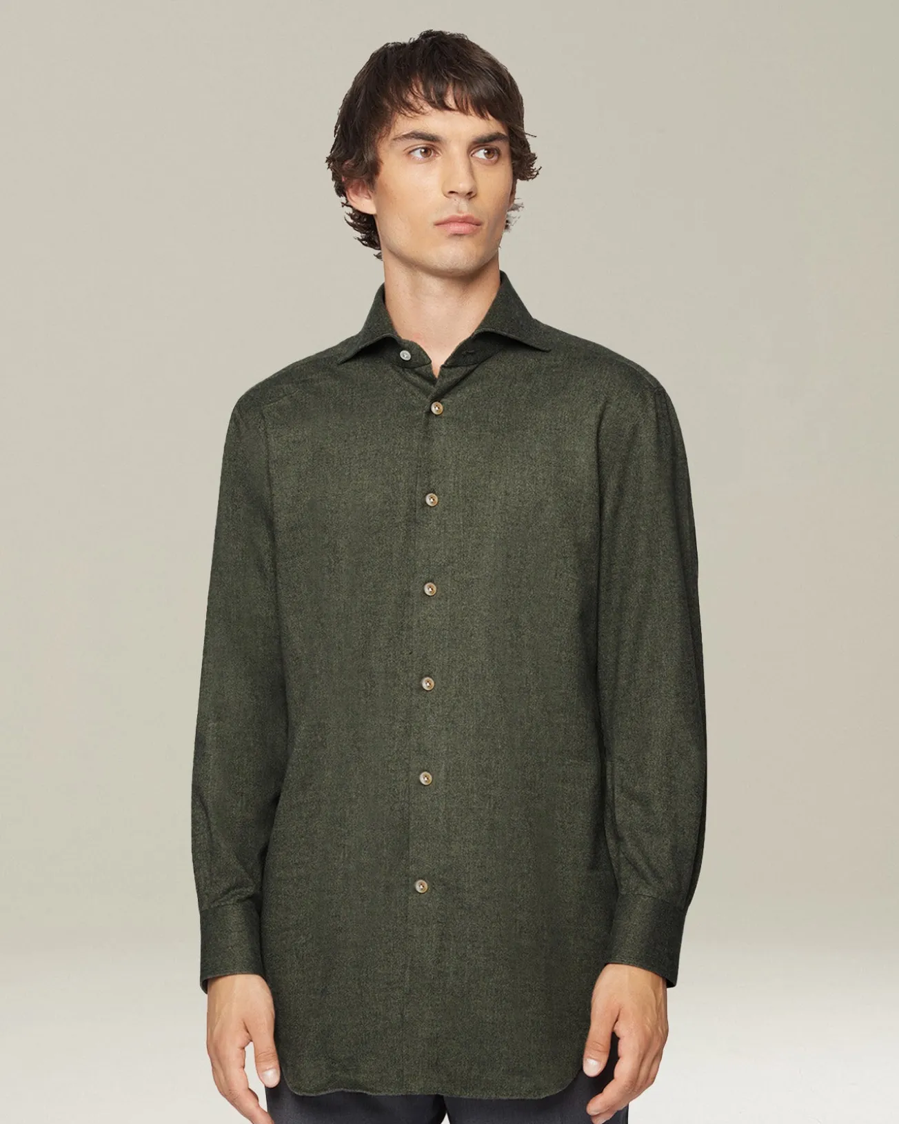 Camicia in Flanella Monochrome verde scura