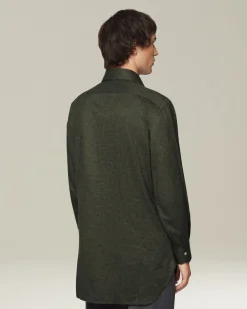 Camicia in Flanella Monochrome verde scura