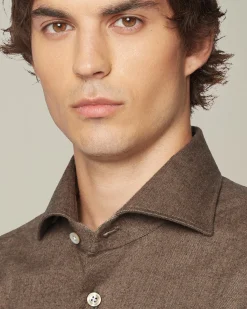 Camicia in Flanella Monochrome marrone