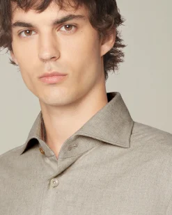 Camicia in Flanella Monochrome color sabbia