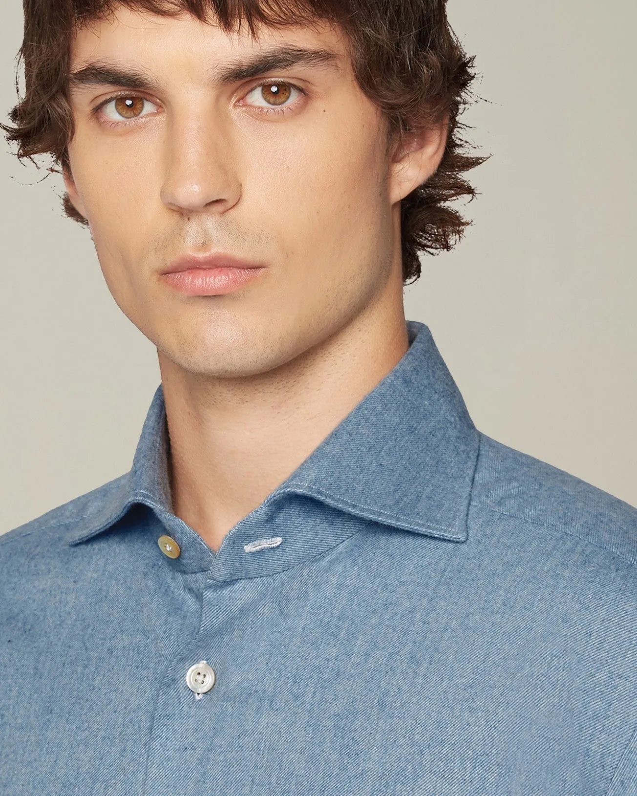 Camicia in Flanella Monochrome color denim