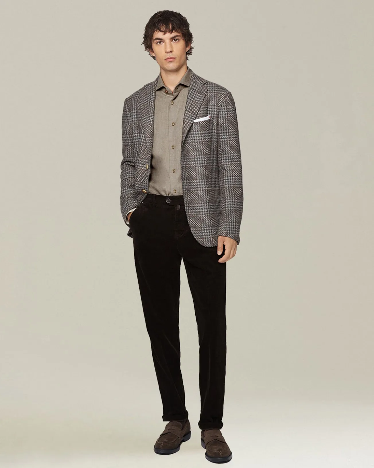 Camicia in Flanella Monochrome color sabbia
