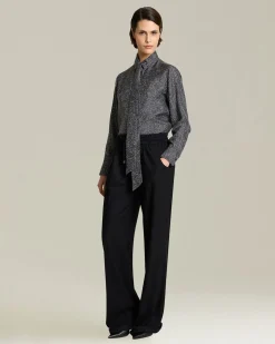 Camicia in Seta Lamé con Sciarpina