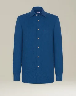 Camicia Nerano blu elettrico Pied de Poule in Flanella