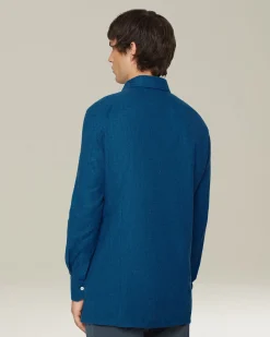 Camicia Nerano blu elettrico Pied de Poule in Flanella
