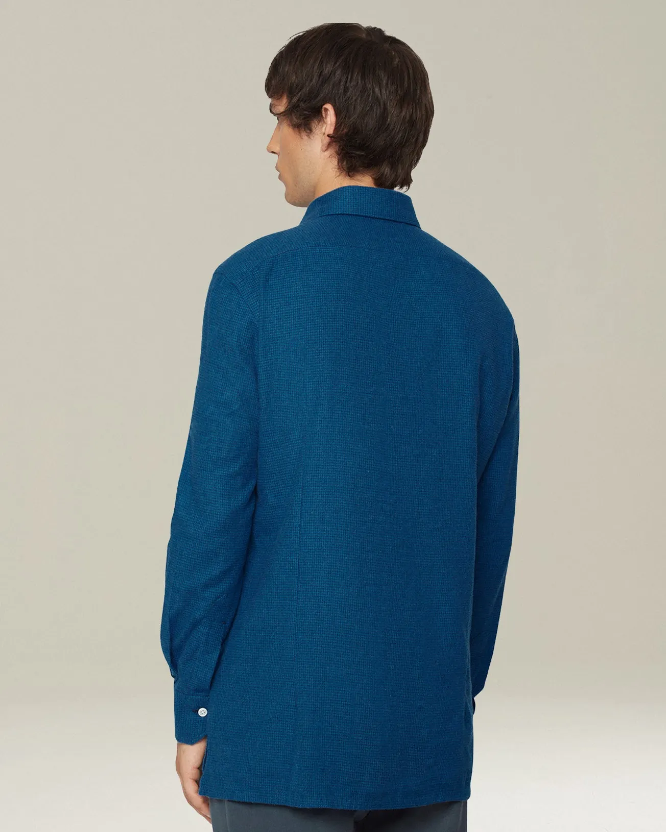 Camicia Nerano blu elettrico Pied de Poule in Flanella