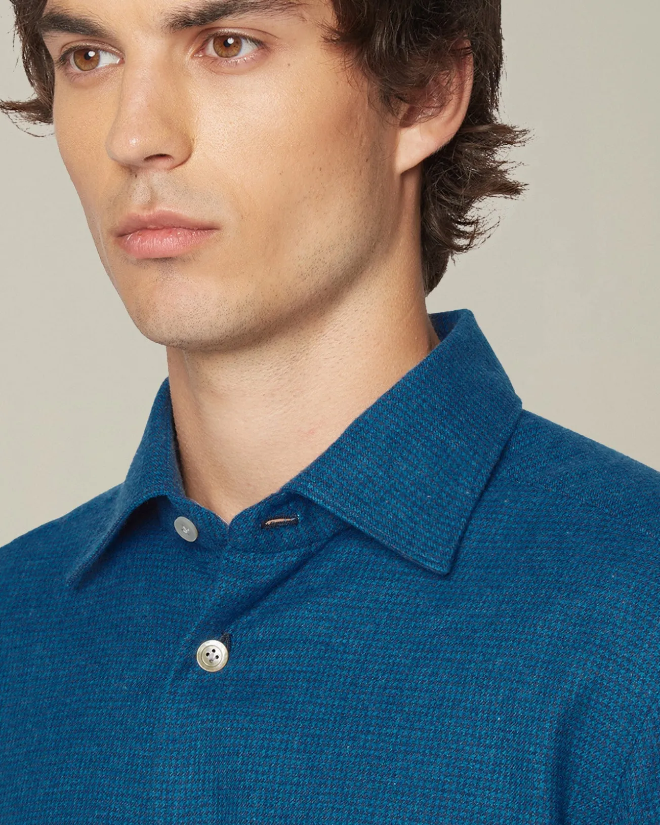 Camicia Nerano blu elettrico Pied de Poule in Flanella